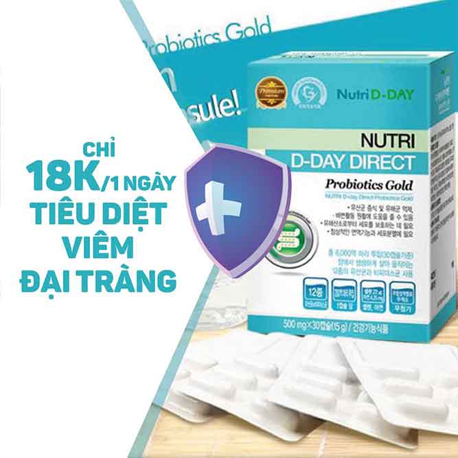Men vi sinh Nutri D-DAY Direct Probiotics Gold Plus Hàn Quốc (Hộp 30 viên)