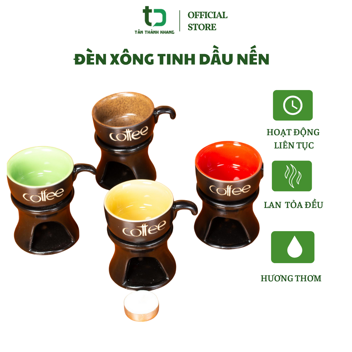 COMBO 5 đèn xông tinh dầu nến +5 hộp nến (500 viên)