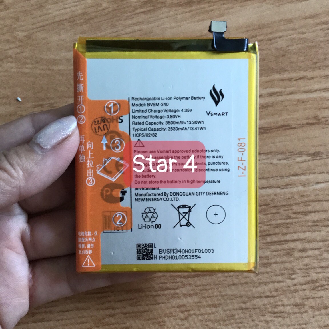 Pin vsmart star 4 / bvsm-340 /pin zin dung lượng 3530mah
