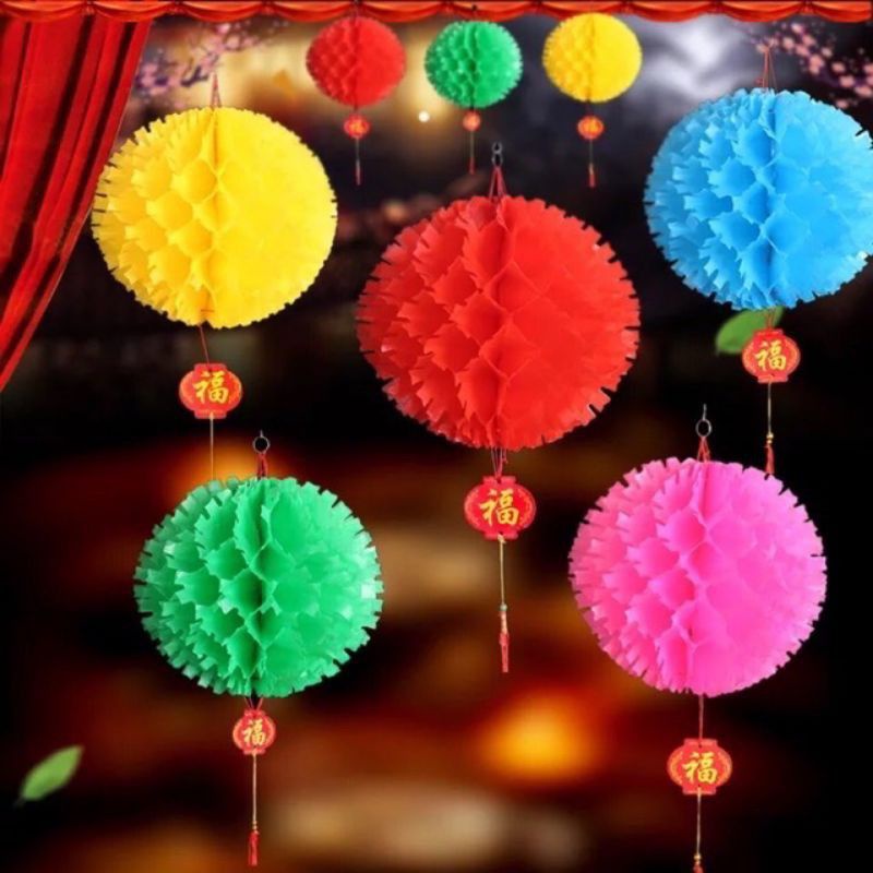 Đèn lồng trang trí - Set 10 cái Đèn lồng đỏ - Đèn lồng Nilon treo tết - Trang Trí Tết