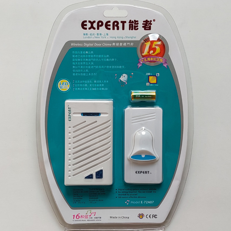Bộ chuông cửa không dây Expert 72A07 gồm 16 kiểu chuông ( khoảng cánh xa 150m )