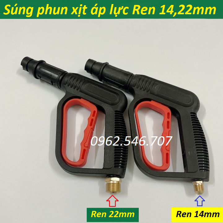 Súng rửa xe - Súng phun xịt áp lực ren 14mm, 22mm cho máy rửa xe áp lực cao, máy xịt rửa