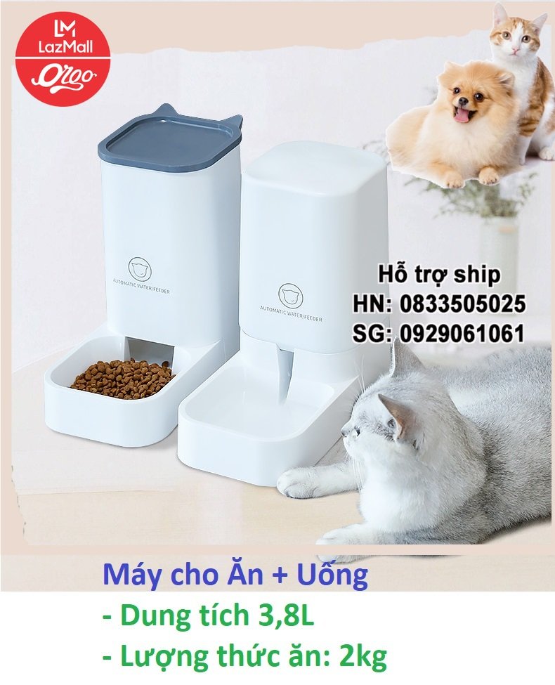 Orgo - Máy cho chó mèo ăn uống bán tự động dành cho chó mèo lớn Loại có bồn chứa 3,8 lít- Bộ Bát cho chó mèo ăn và uống/ Chén ăn cho chó mèo - / chén ăn chó -