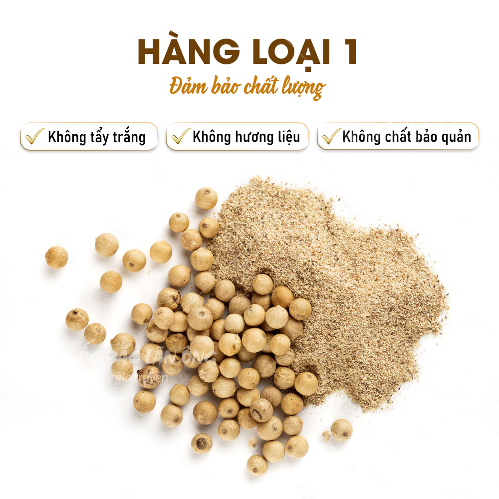 Hạt tiêu trắng 100g, tiêu sọ cay,  thơm, nguyên chất, gia vị nấu ăn - Lãn Ông