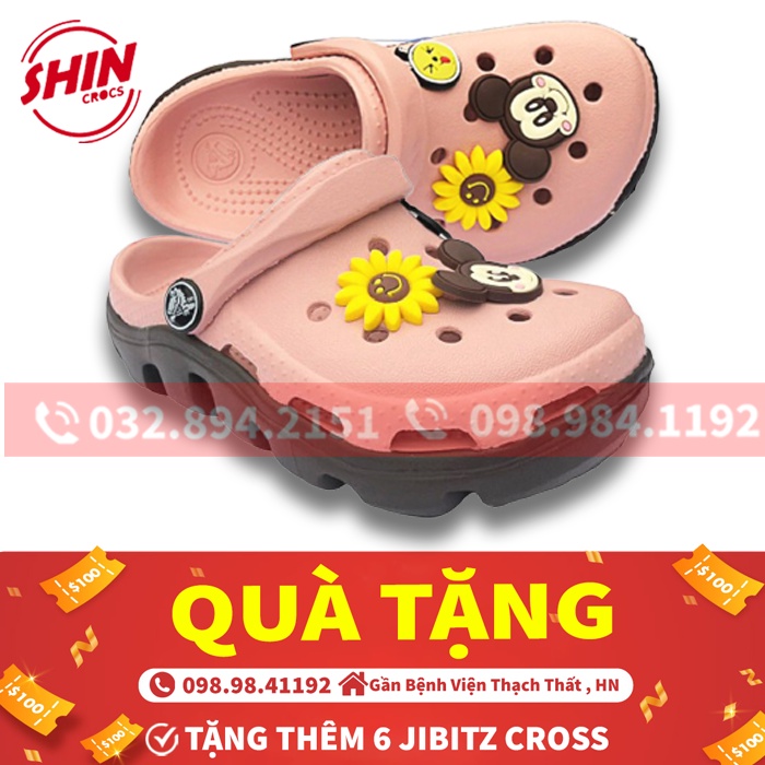 Dép Cross Cho Bé Gái Hồng Đế Nâu Jmscrpss