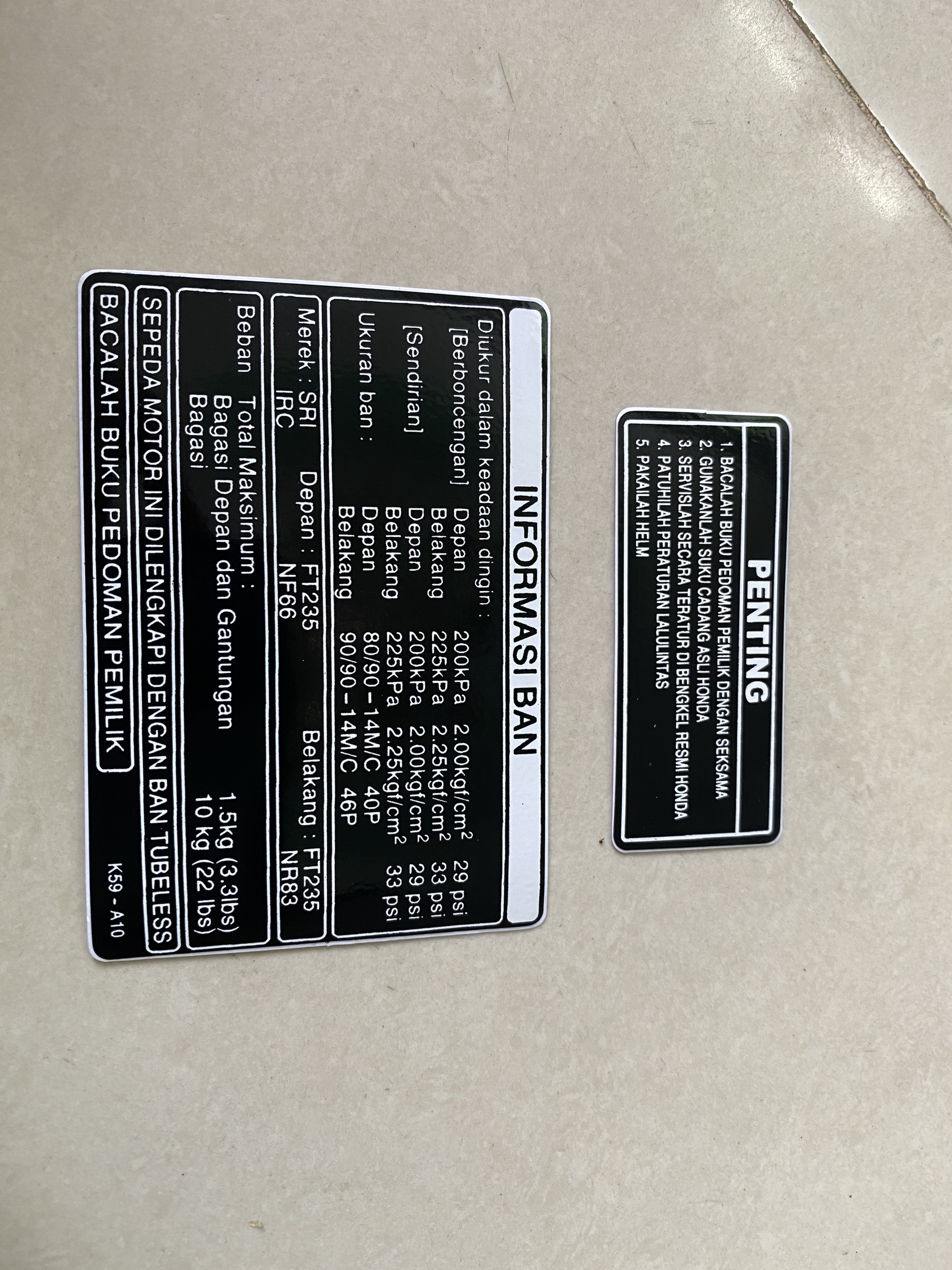 Bộ tem thông số vario 150