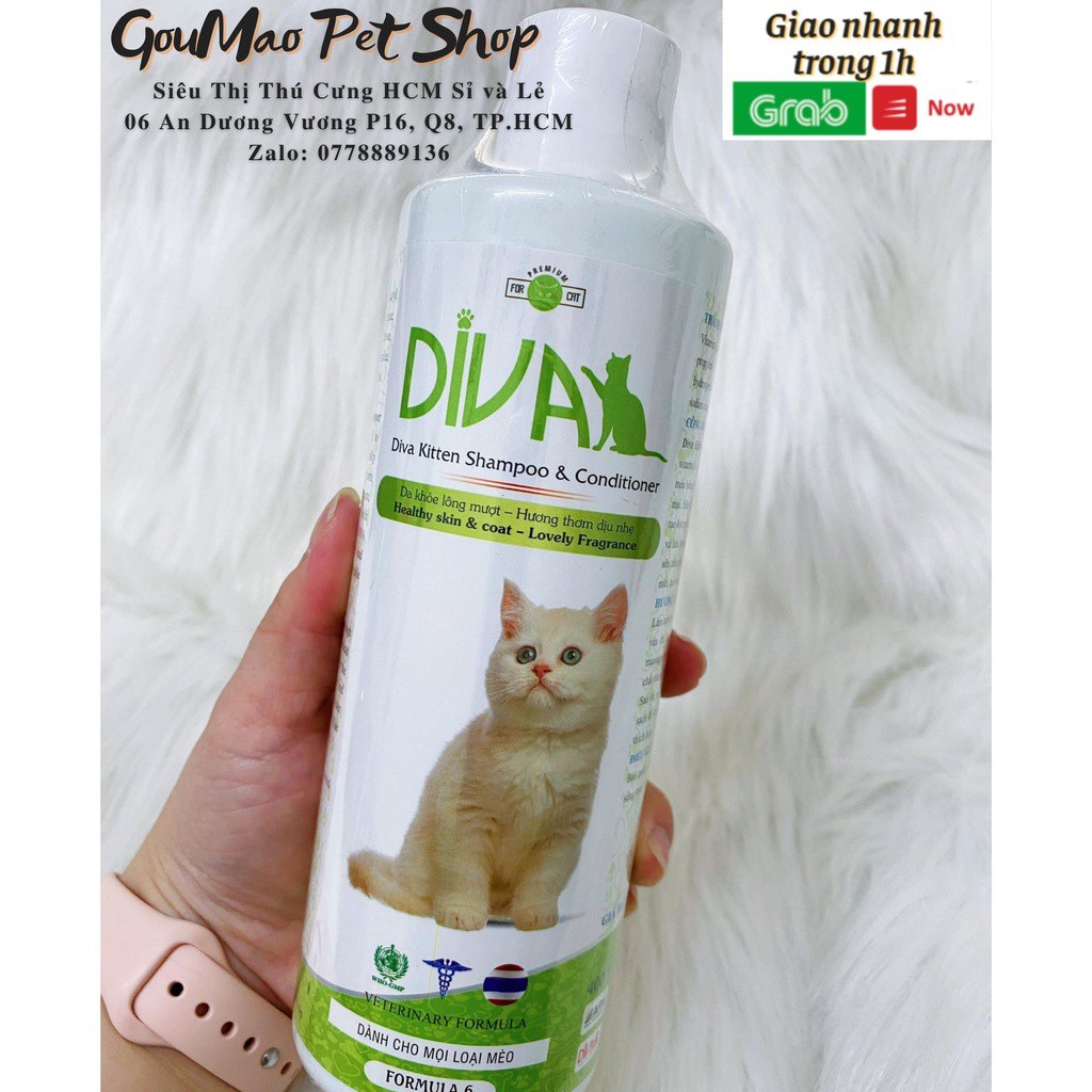 [Mã PET20K giảm 20K đơn 250K] [Chính hãng] Sữa tắm Diva cho mèo chai 400ml - Goumao