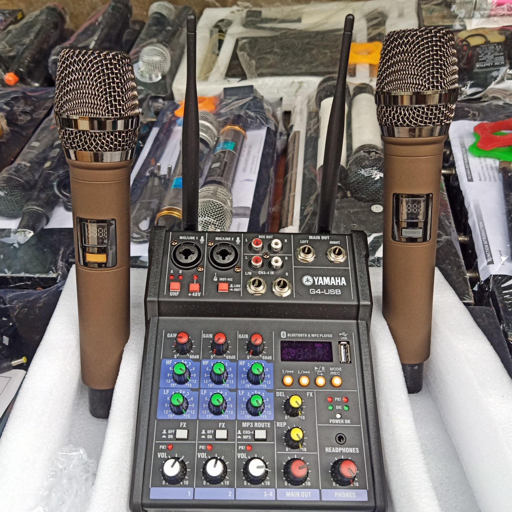 [HCM][Chuyên sỉ] combo 5 trong 1: micro không dây bàn trộn mixer usb bluetooth G4