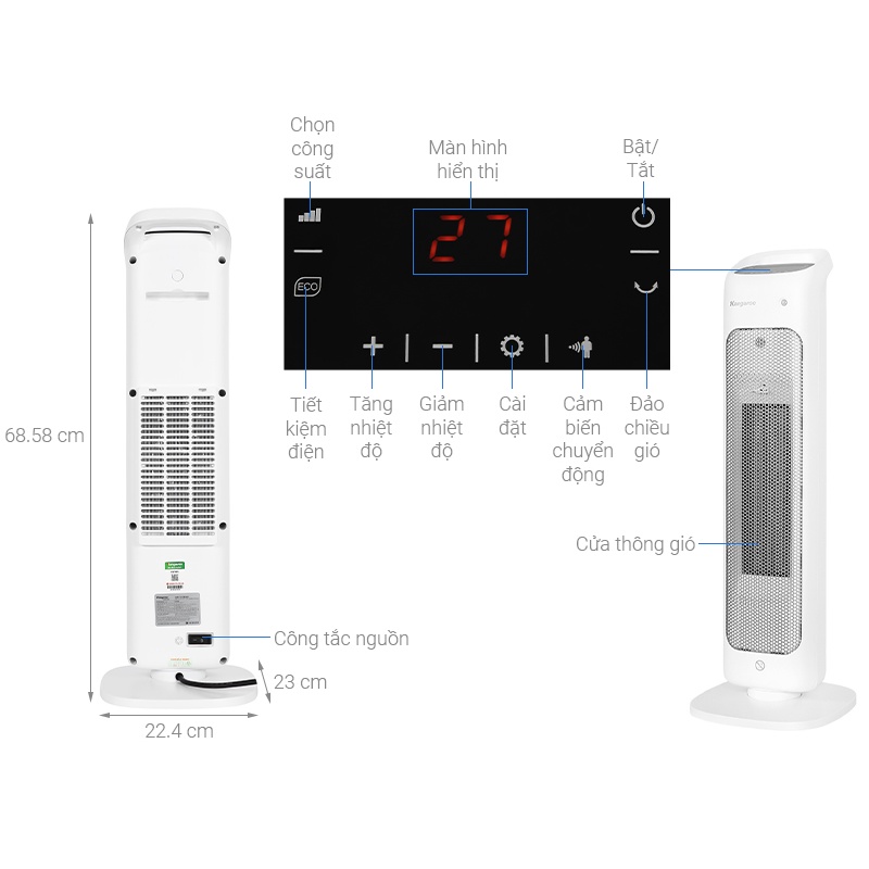 Thanh lý Máy sưởi gốm Kangaroo KGFH05 chính hãng