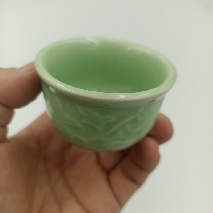ComBo 6 Chén Trà Không Quai Men Xanh Bát Tràng Đẹp