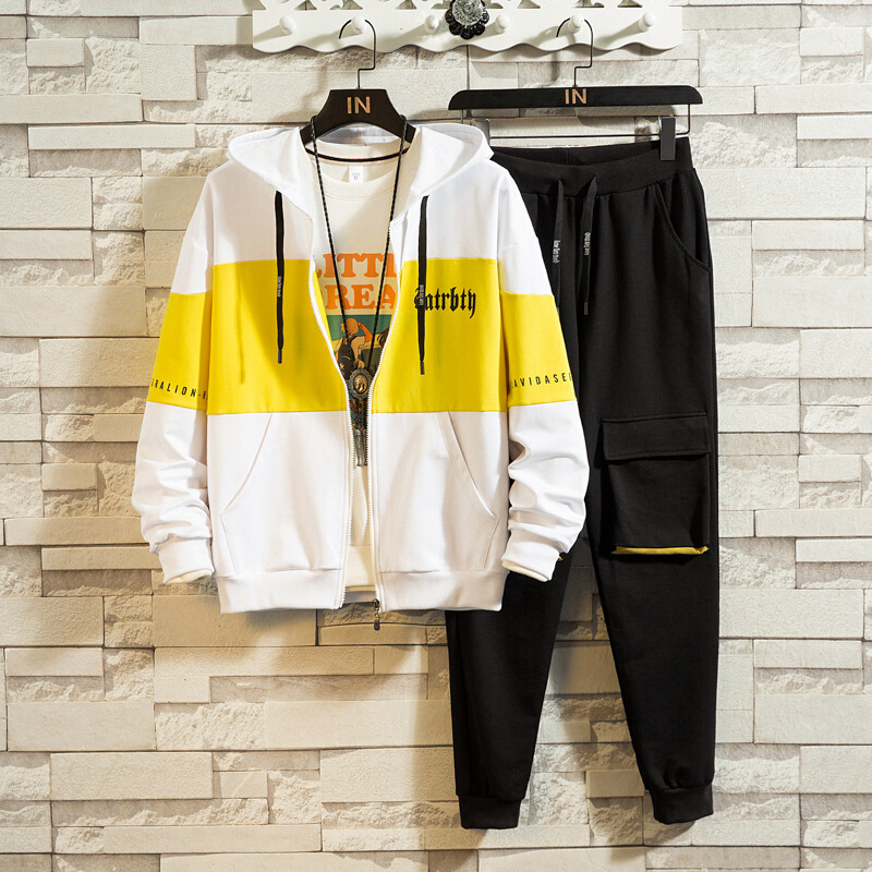 [ Hoàn Tiền Max ] Bộ Đồ Nam Áo Khoác Hoodies Dài Tay Khóa Kéo Liền Mũ Và Quần Cạp Chun Túi Gối Phối Màu Trẻ Trung Năng Động Blue Monday MEN QA 064C