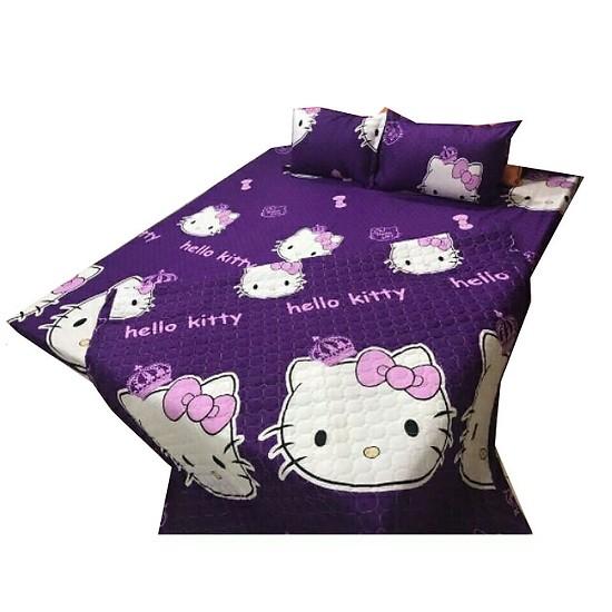 Chăn hè thu chần bông vi tính - Mèo Kitty tím