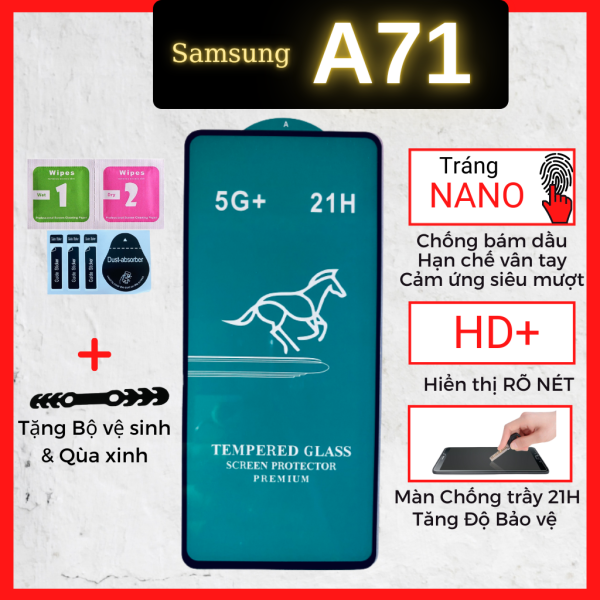 Kính Cường Lực Samsung A71 - Siêu Mượt-Full màn cao cấp- Cảm ứng siêu nhạy-Không bám vân tay - Bảo hành 1 đổi 1