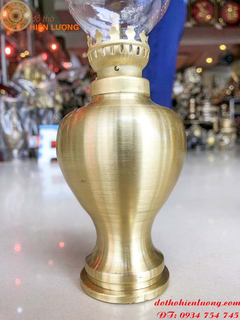 Đèn Dầu Bằng Đồng Cát Tút Cao 20cm Và 30cm (Cả Bóng) Thờ Cúng Gia Tiên