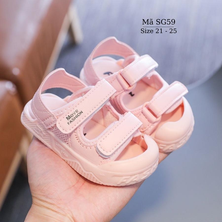 Sandal cho bé gái 1 - 3 tuổi êm mềm quai dán dáng dép trẻ em mũi cao bít mũi thời trang khỏe khoắn và năng động SG59