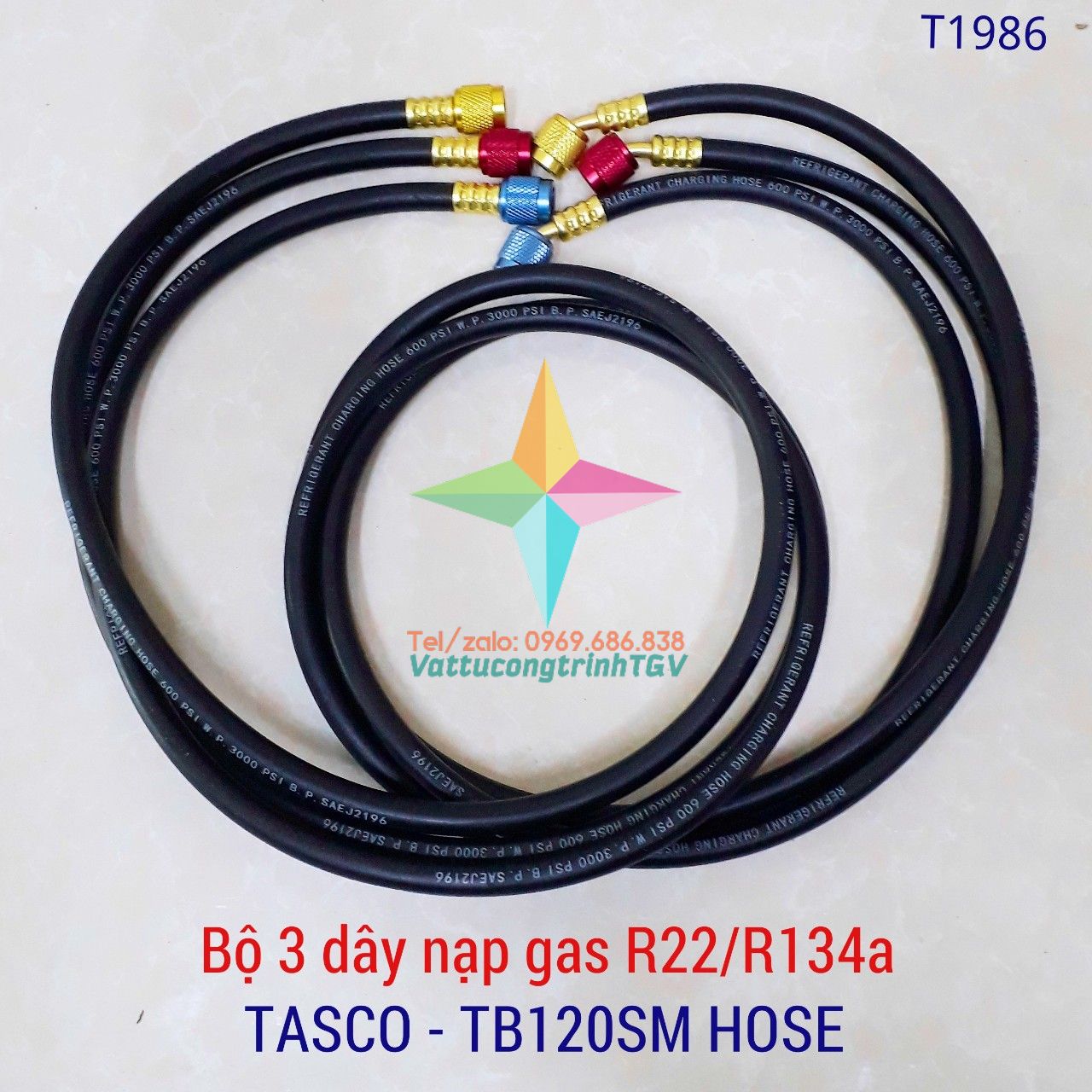 Bộ 3 dây gas dùng cho gas R22, R134a TASCO - TB120SM HOSE