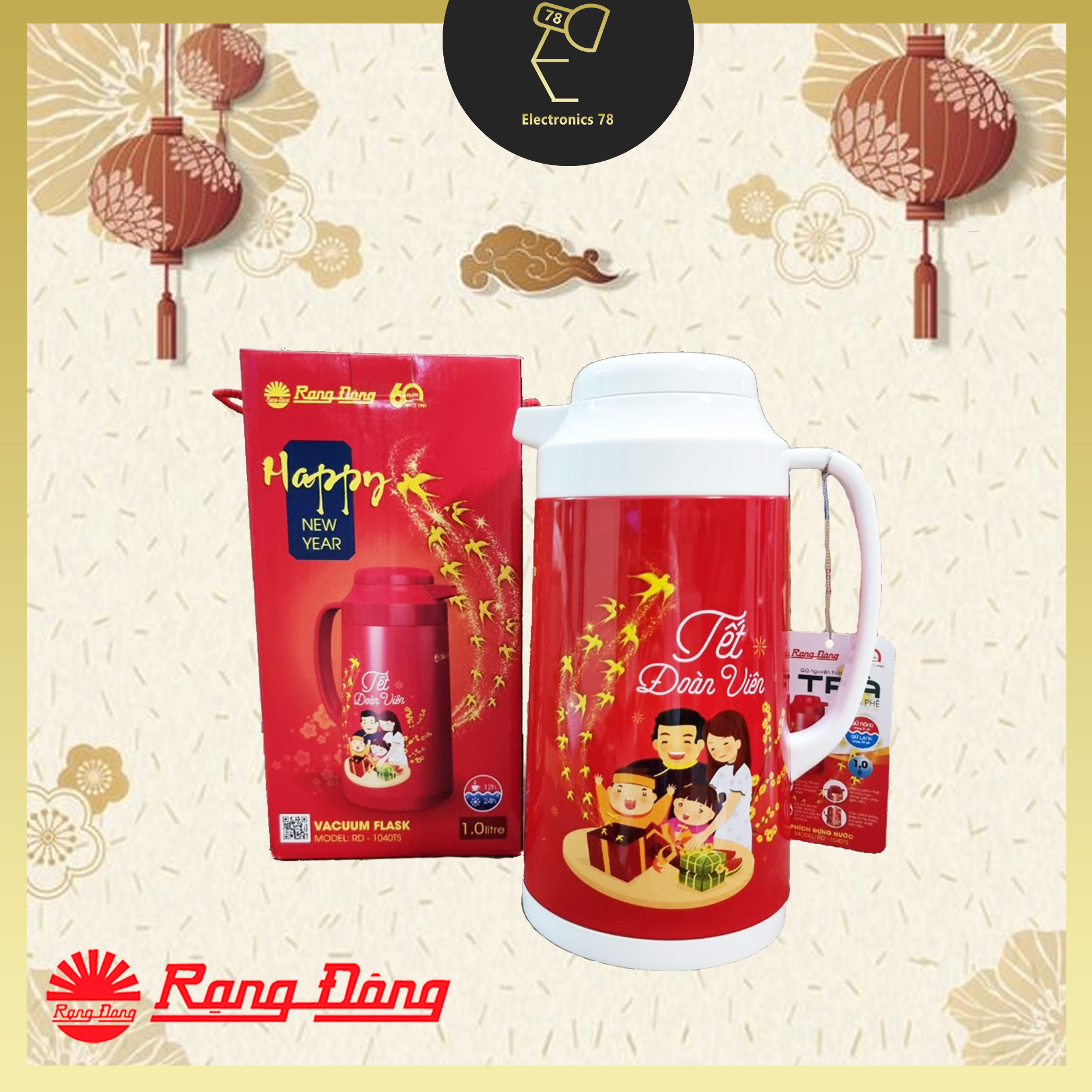 [Phích Tết] Phích giữ nhiệt 1 Lít -  Bình pha trà Rạng Đông RD 1040 TS