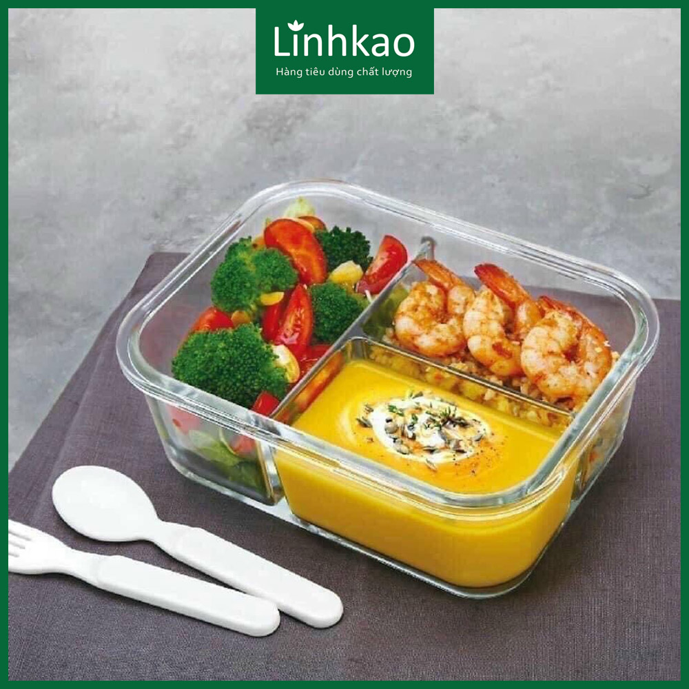 Hộp thủy tinh 3 ngăn dung tích 1L