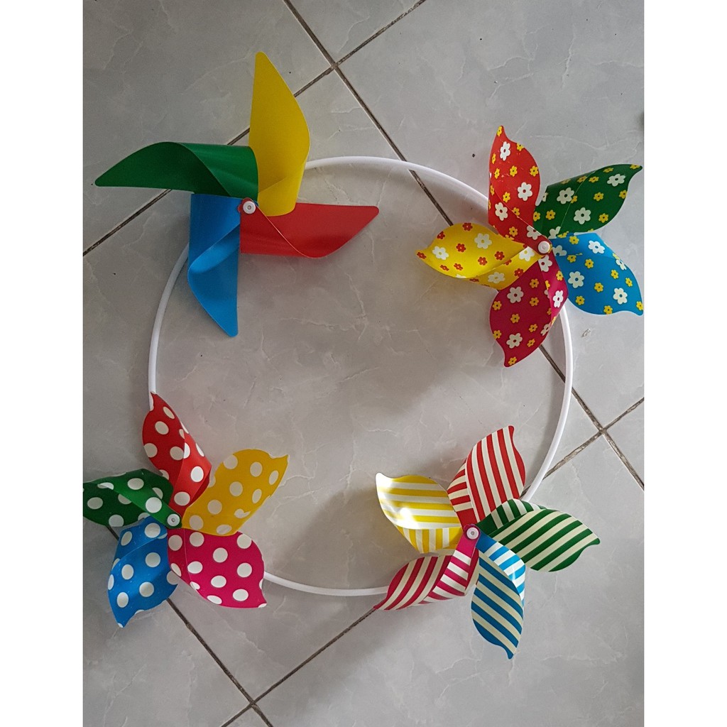 [Hoàn Tiền 10%]10 Chong Chóng Cầm Tay 5 Cánh Hoa Văn