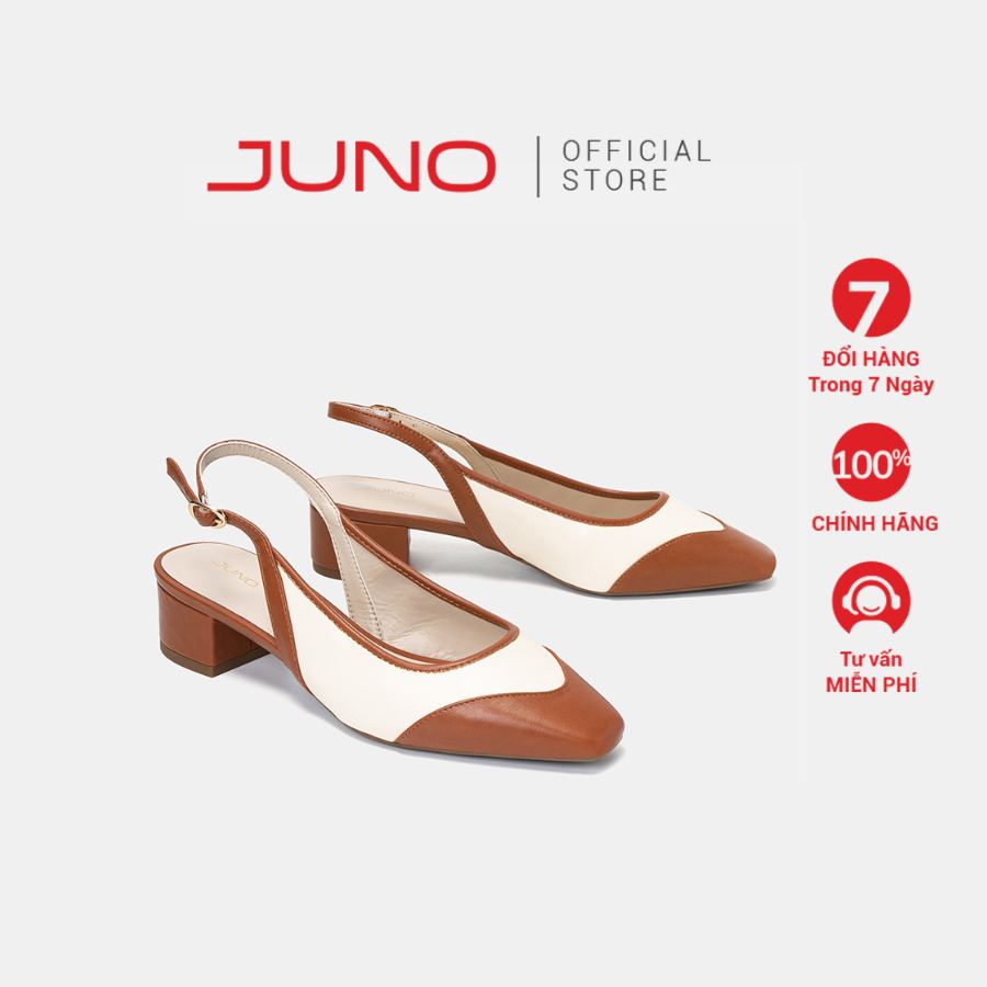 Giày Búp Bê Nữ 3cm Thời Trang JUNO Slingback Gót Vuông BB03099