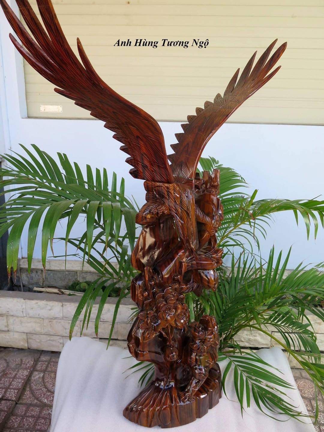 Tượng gỗ đại bàng Anh hùng tương ngộ - Tượng gỗ phong thuỷ cao 70cm
