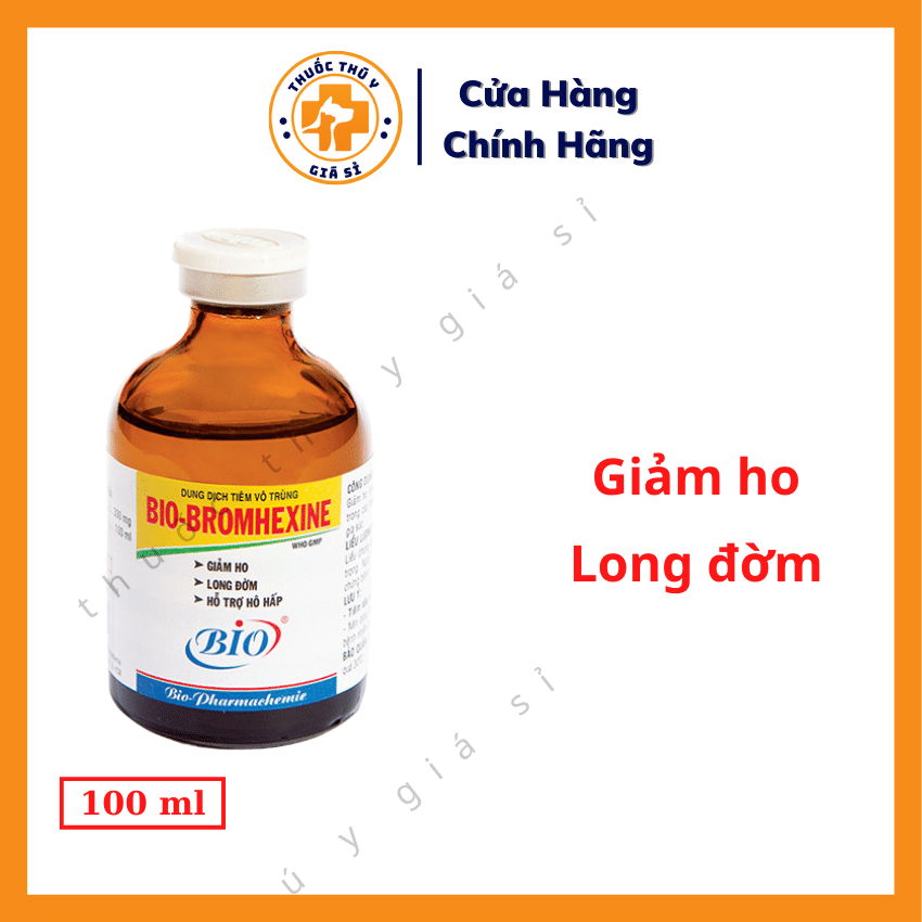 "hoàn tiền đến 10%" bio bromhexine 100ml - dùng cho giảm ho, long đờm, hỗ trợ hô hấp - thú y giá sỉ
