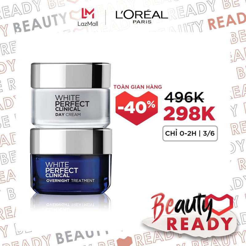 Bộ kem dưỡng trắng và giảm thâm nám chuyên sâu ngày và đêm LOreal Paris White Perfect Clinical 50ml giá rẻ