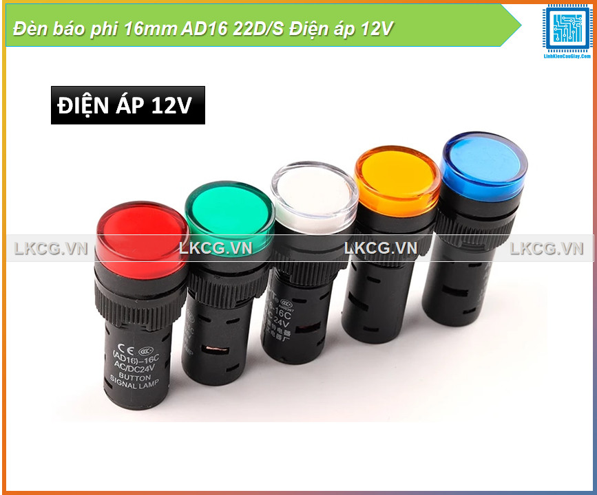 [Rẻ vô địch] Đèn báo phi 16mm AD16 22D/S Điện áp 12V