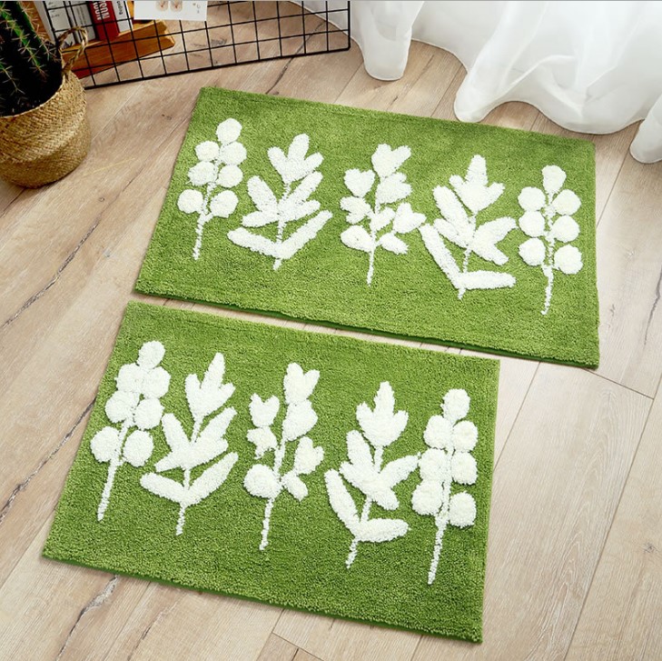 Thảm cotton len chiếc lá xanh