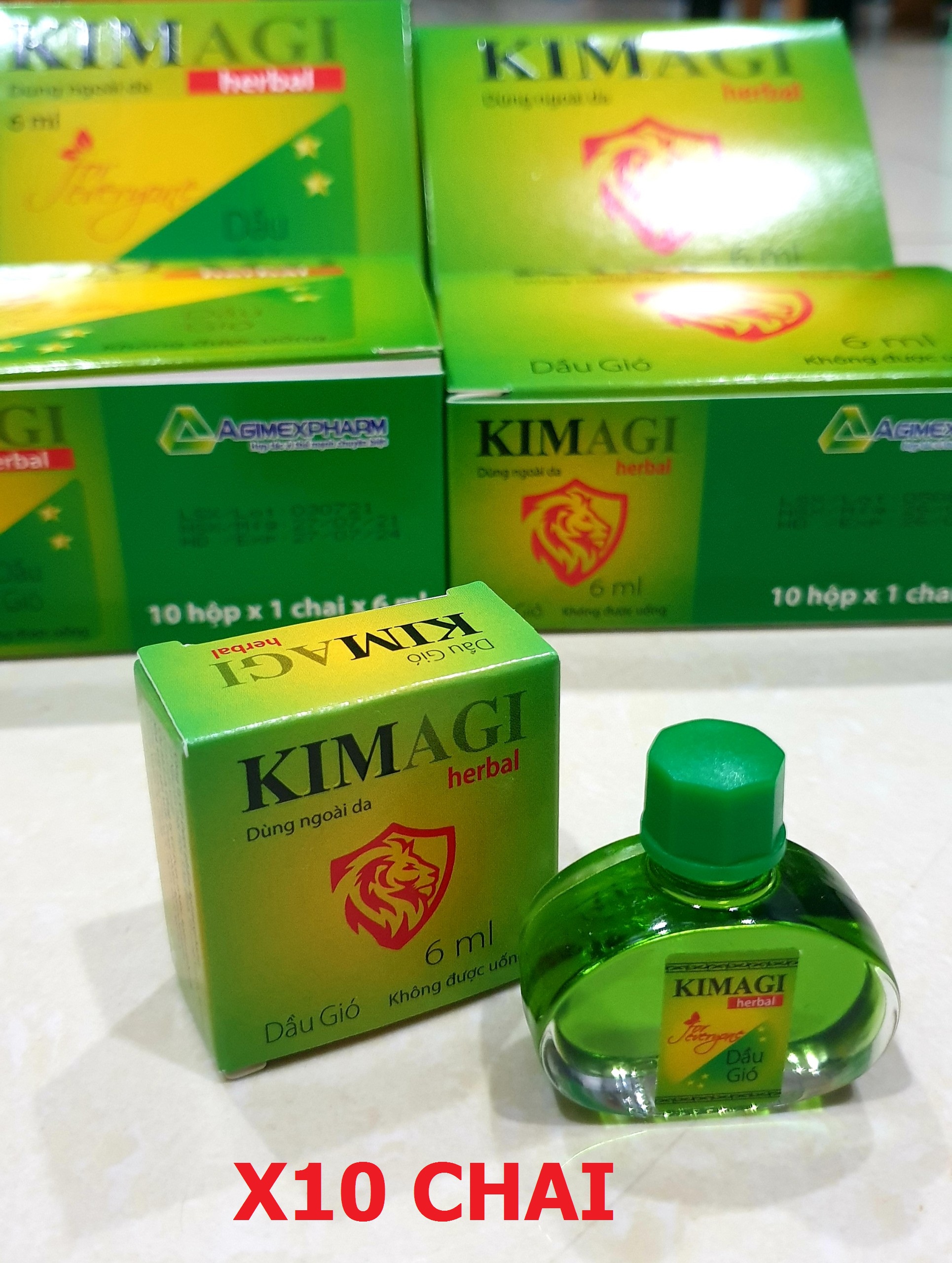 Dầu gió KIM AGI herbal (COMBO 10 CHAI)