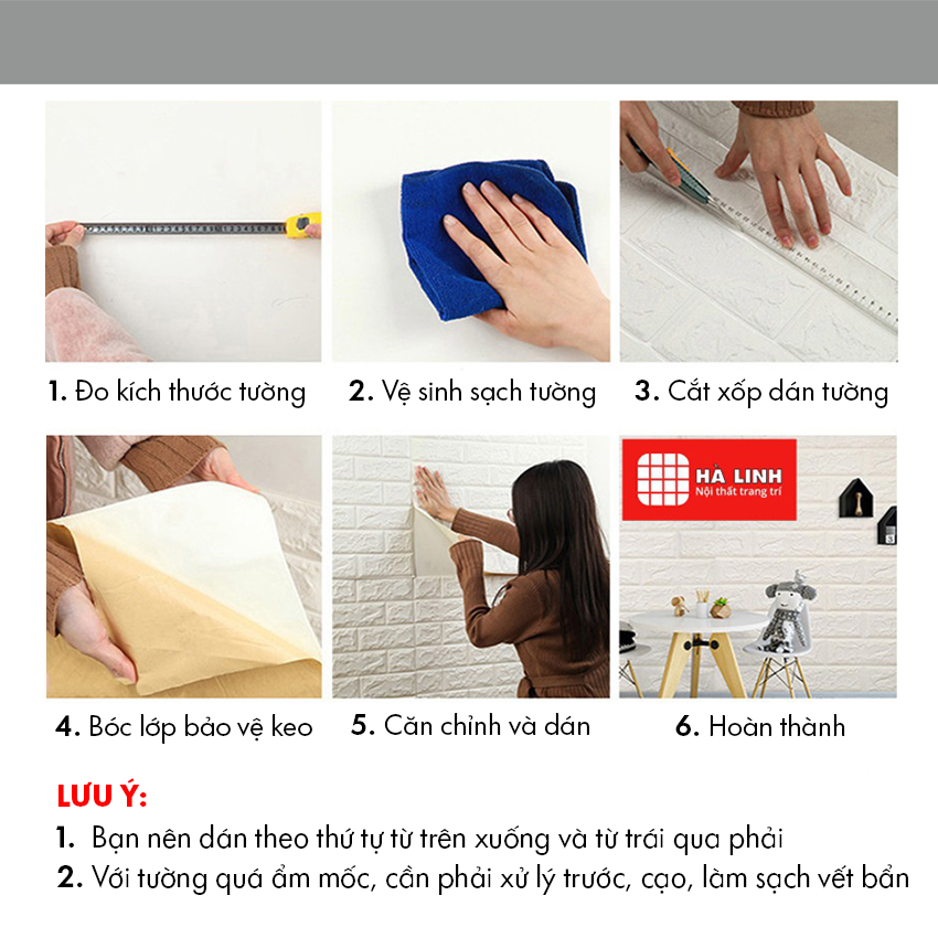 Tấm xốp dán tường giả gạch 3d nhiều màu dày 3.5mm giá rẻ - Trang Trí Hà Linh