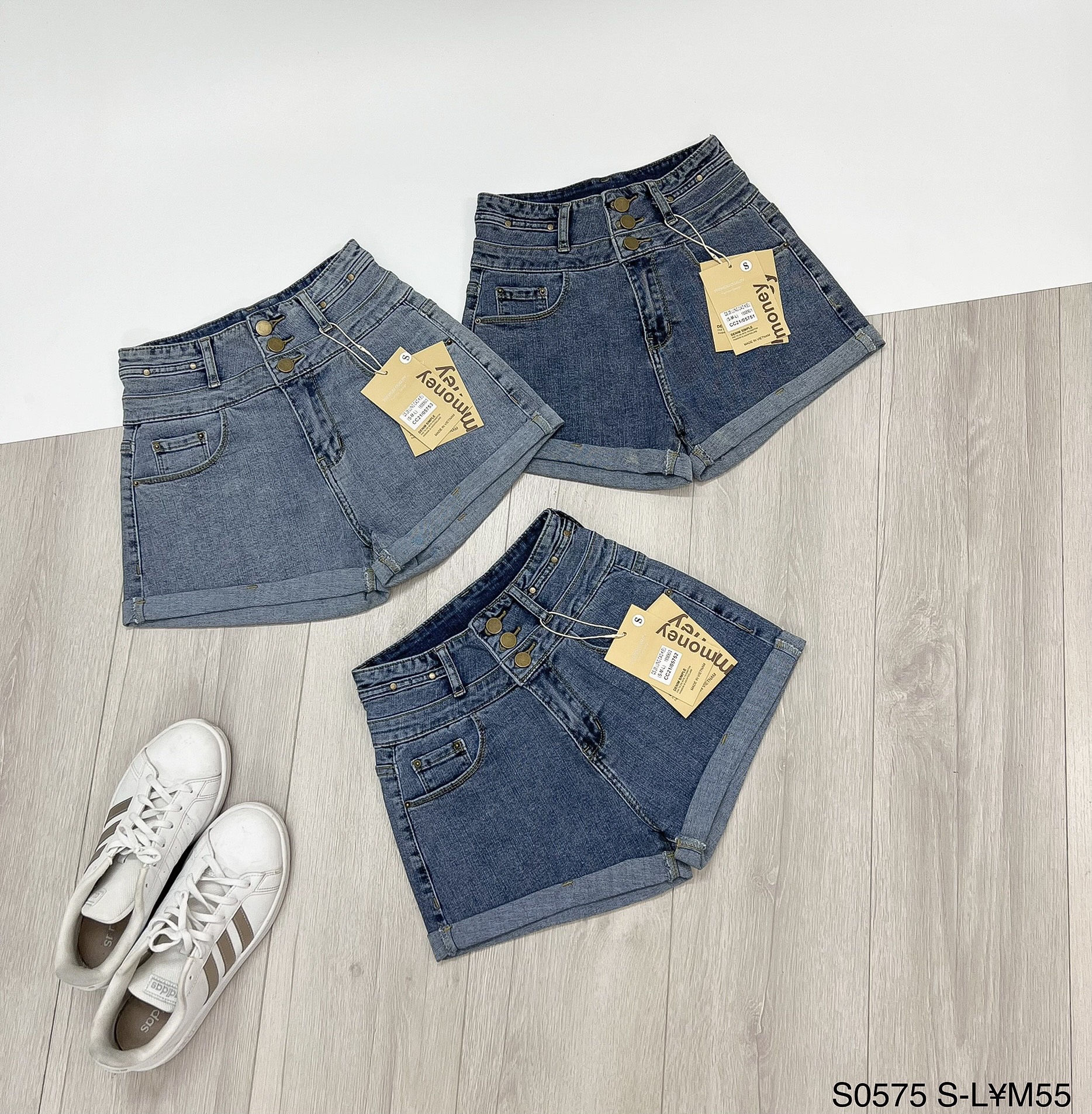 Quần short jeans nữ lưng cao 3 nút |0575