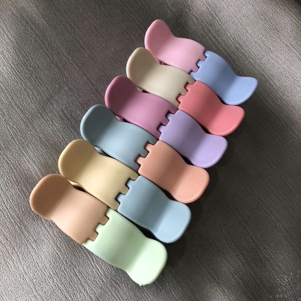 Set 6 kẹp tóc càng cua 5 răng nhựa nhám ĐẦU TRÒN màu pastel PHỤ KIỆN 68