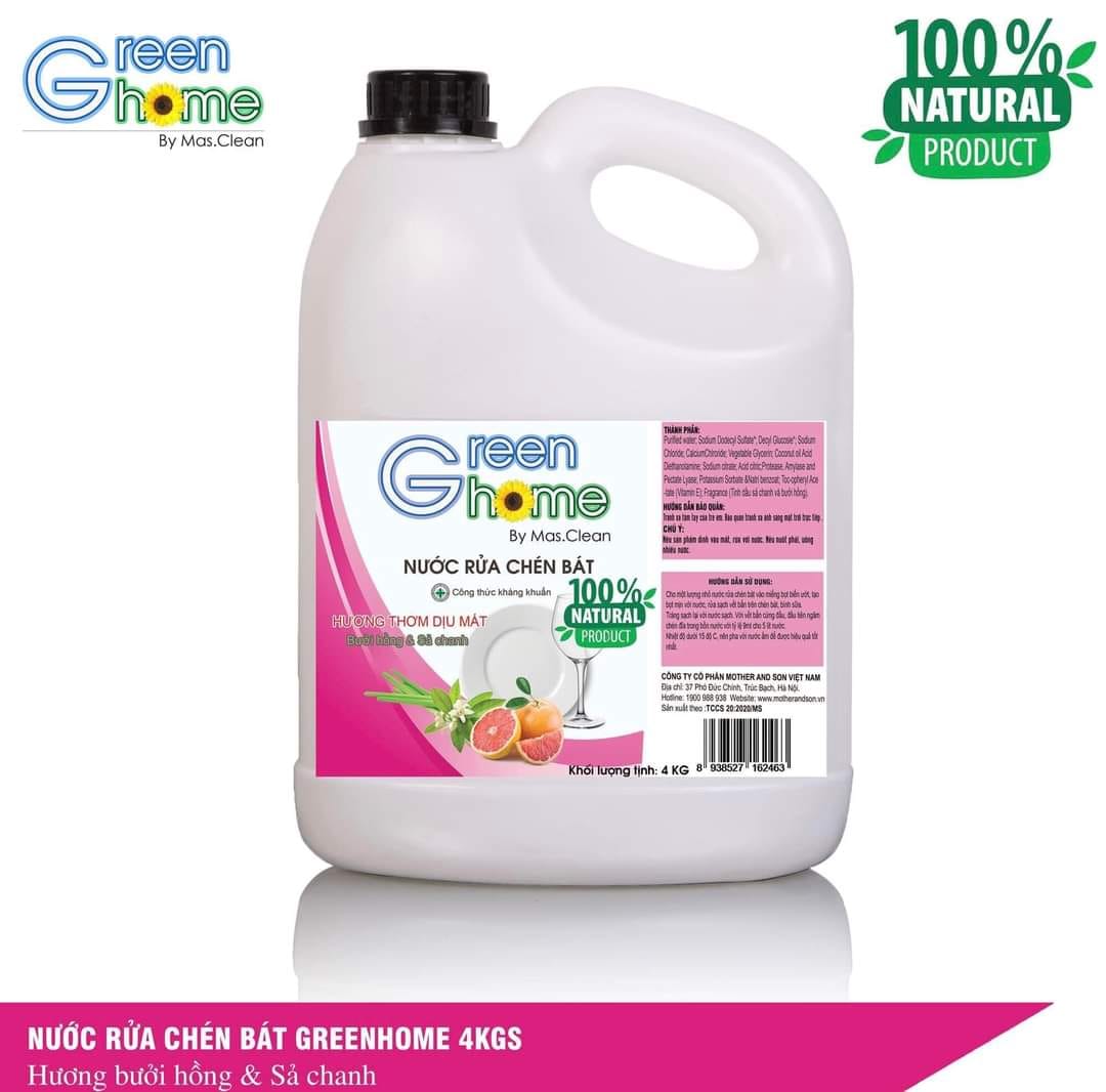 Nước rửa chén hữu cơ Greenhome - can 4kg
