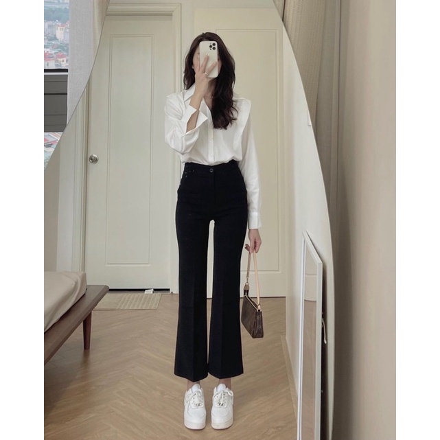 (Oldschoolcloth)QUẦN TÂY SUÔNG ỐNG LOE CÚC GÀI (ảnh thật/video)