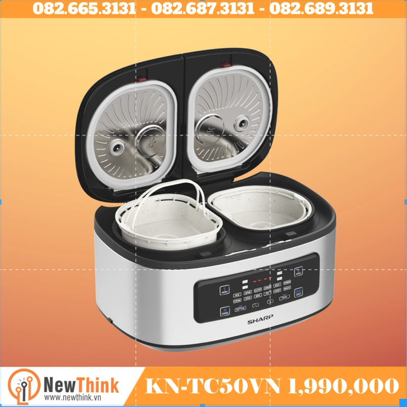Nồi đôi đa năng Sharp KN-TC50VN-SL | KN-TC50VN-WH (Hàng chính hãng, nấu cơm ngon, 04 món nhanh chóng )