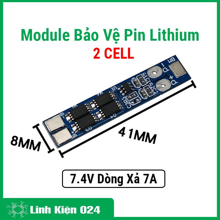 Module bảo vệ pin lithium 2 cell 7.4V dòng xả 7A dùng trong các mạch điện tử