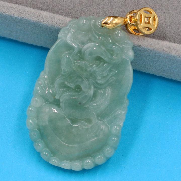 Mặt dây chuyền tuổi Thìn đá cẩm thạch xanh MCGCTX10