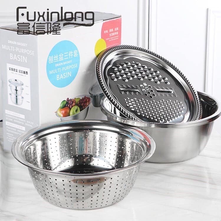 [HCM]Rổ bào inox có chậu - Hàng cao cấp