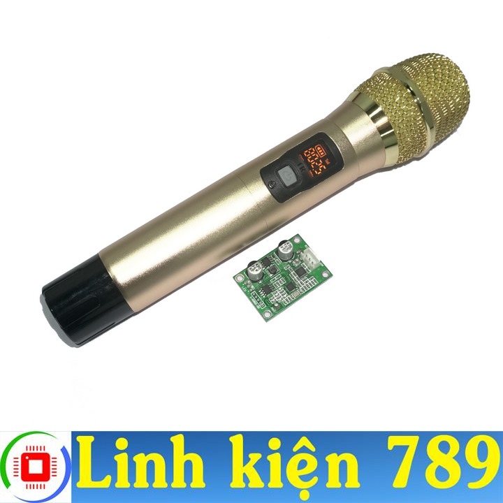 Micro không dây UHF màu Gold chạy 1 pin 18650 (1 MIC ) - Linh Kiện 789
