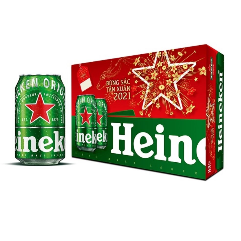 Thùng bia Heineken 24 lon thường 330ml lon