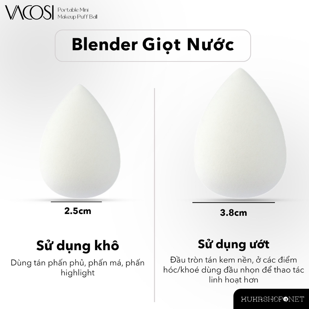 Set 3 Bông Blender Mini - VACOSI Portable Mini Makeup Puff Ball