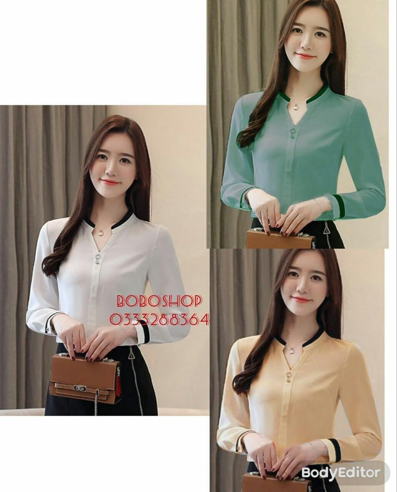 [HCM]Áo sơ mi cổ trụ cách điệu