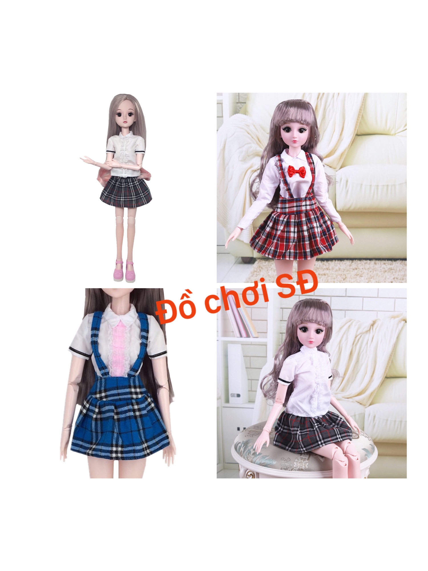 Đầm học sinh ( búp bê 60 cm ) - 1 cái ngẫu nhiên )