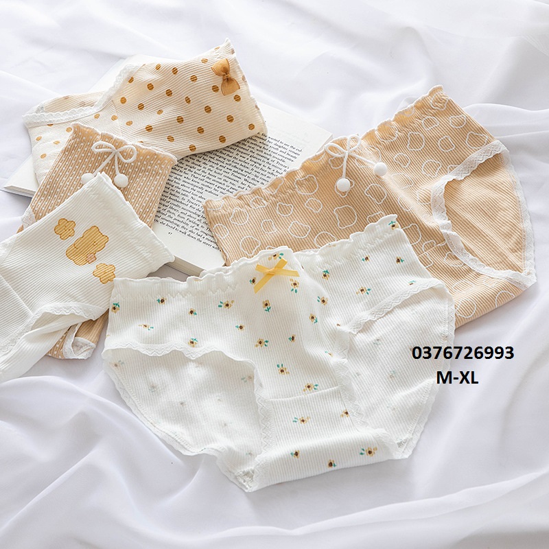 Quần Lót Nữ Cotton Trà Sữa Chấm Bi Ngang Eo ( Q060 ).
