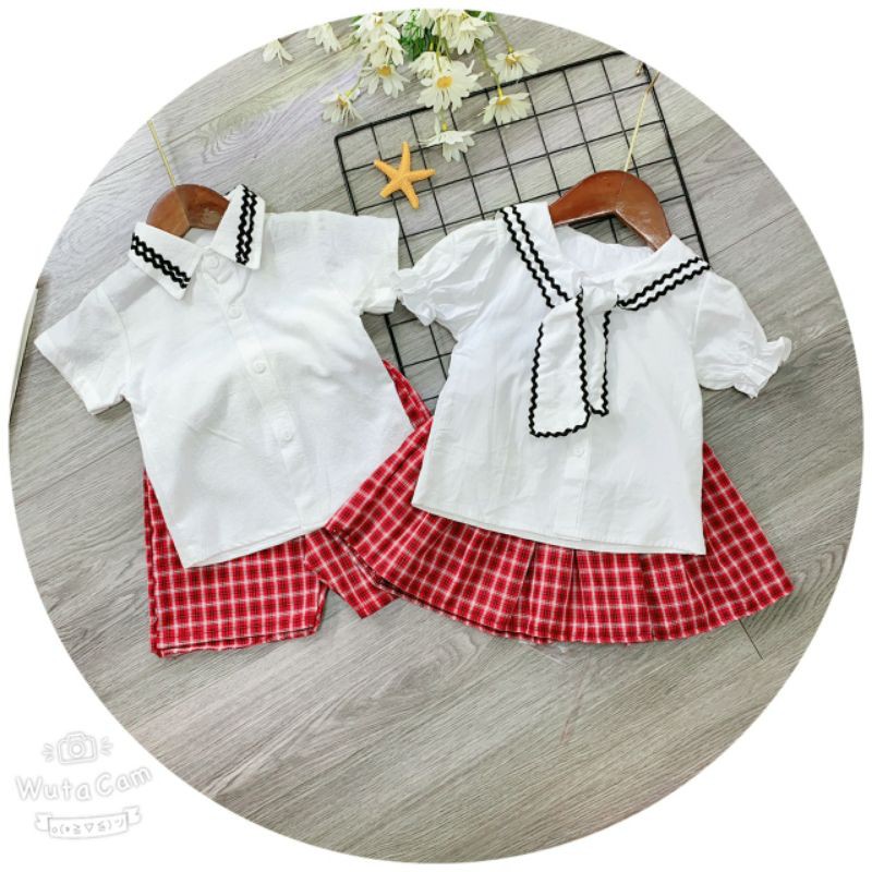 Set cặp học sinh quần kẻ cho bé
