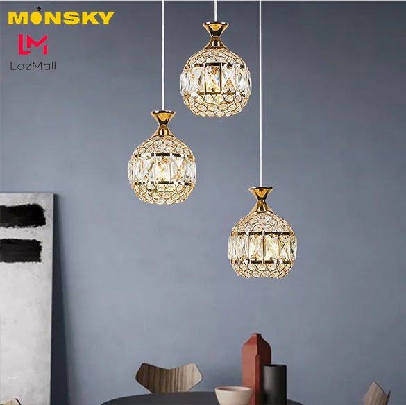 Bộ đèn thả MONSKY KAIRI pha lê sang trọng - kèm bóng LED chuyên dụng.