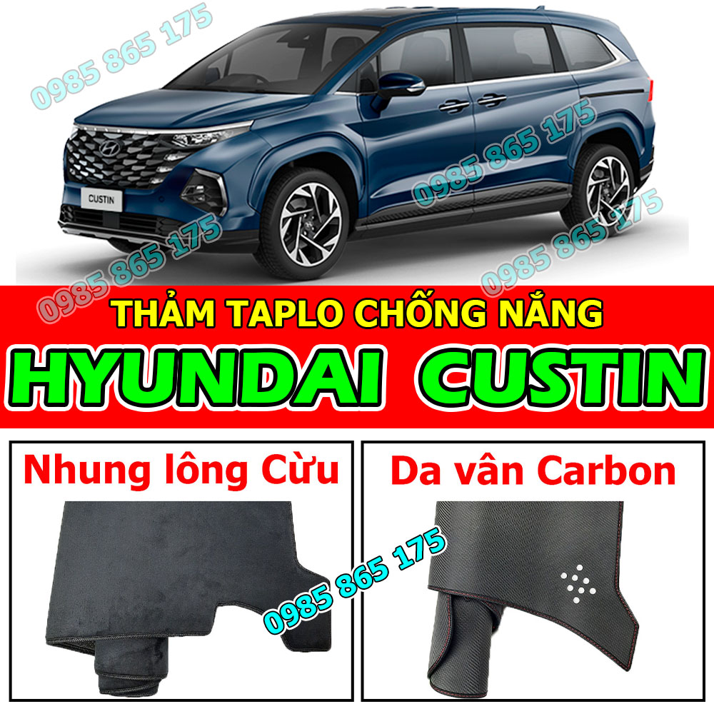 Thảm taplo hyundai custin bằng nhung lông, da vân carbon, da vân gỗ 2023 2024 2025 2026+