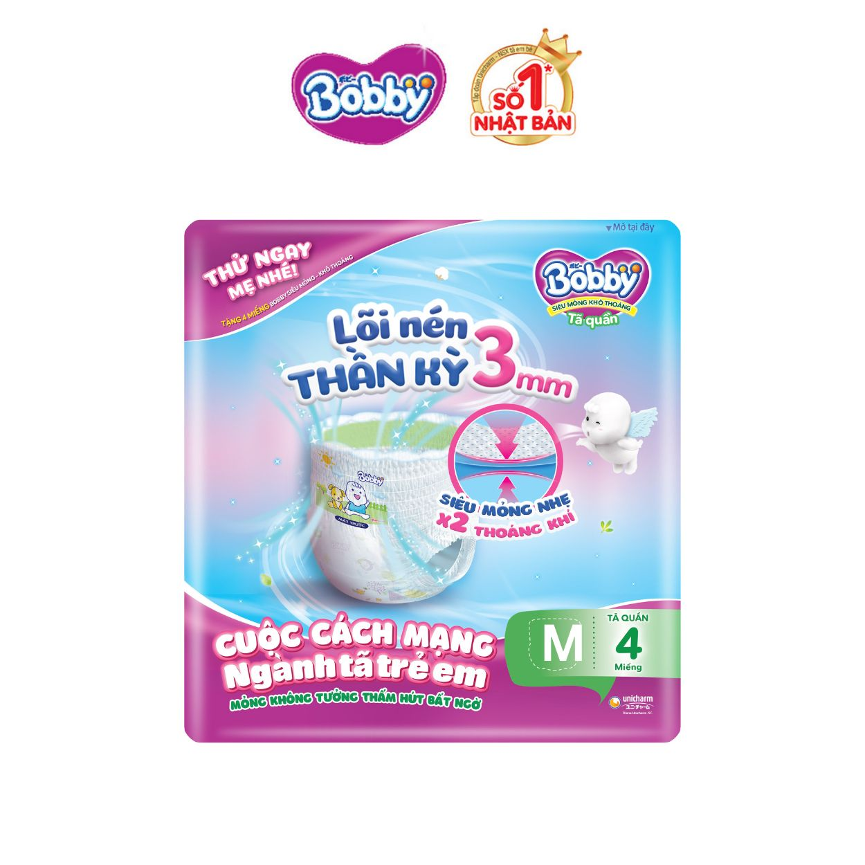 [QT_Bobby] Tã quần Bobby size M - 4 miếng