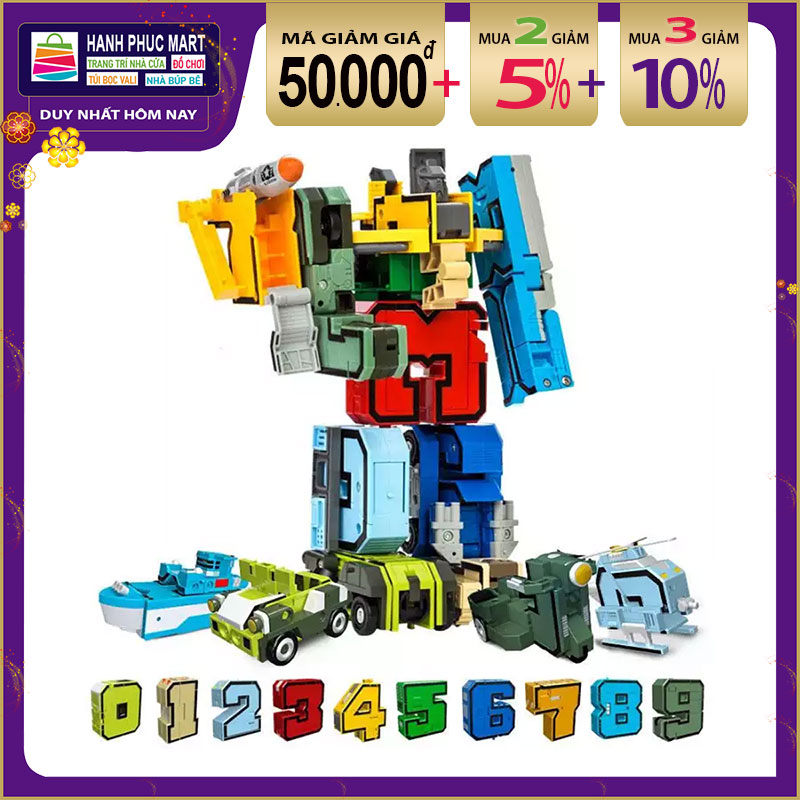 Baby Toys Puzzle Model Numbers Transformation 1 2 3 4 5 6 7 8 9 - Robot tranformation